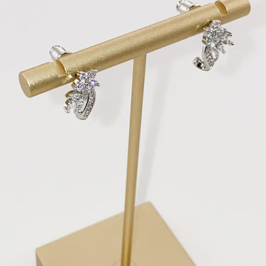 Floral Cubic Zirconia Stud Earrings - LXM Fashion 