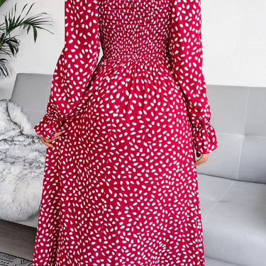 Floral Smocked Flared Sleeve Maxi Dress - LXM Fashion 