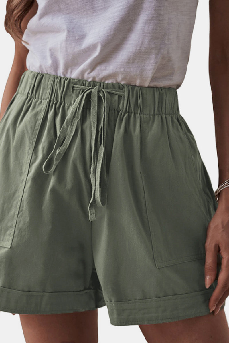 Fashion Collection Ruched Pocket Shorts - LXM Fashion 