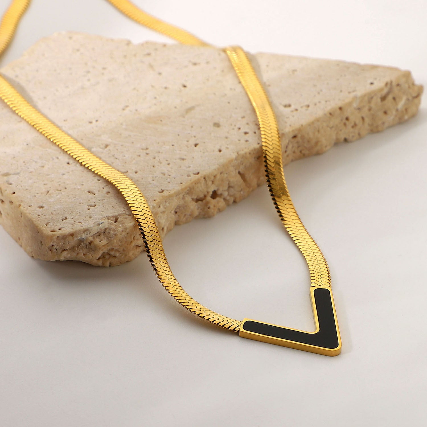 V Shaped Flat Snake Chain Necklace - LXM Fashion 
