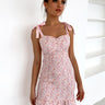 Printed Tie Shoulder Zip-Back Mini Dress - LXM Fashion 