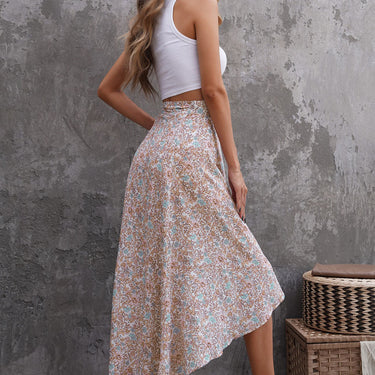 Ditsy Floral Wrap Hem Knot Skirt - LXM Fashion 