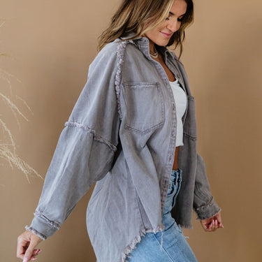 POL Bring It On Frayed Shirt Jacket - LXM Fashion 