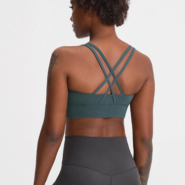 Ribbed Cross-Back Sports Bra - LXM Fashion 