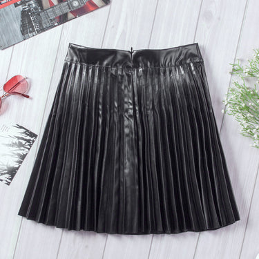 Pleated PU Leather Mini Skirt - LXM Fashion 