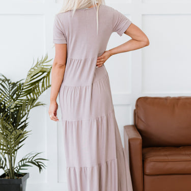 Zenana Let's Go Girl Full Size Run Tiered Maxi Dress in Ash Mocha - LXM Fashion 