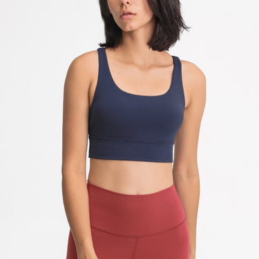 Ribbed Cross-Back Sports Bra - LXM Fashion 
