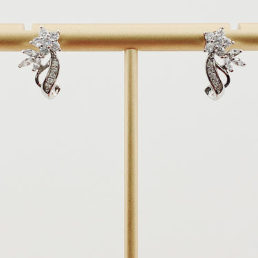 Floral Cubic Zirconia Stud Earrings - LXM Fashion 