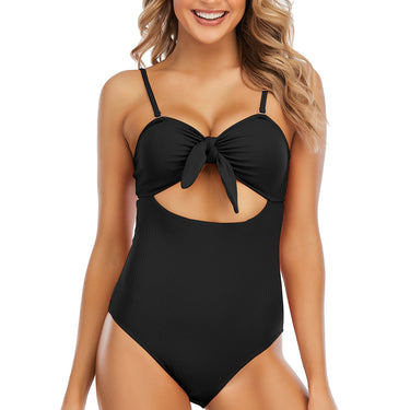 Fashion Collection Tie Front Cutout One-Piece Swimsuit - LXM Fashion 
