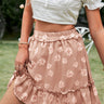 Botanical Print Frill Trim Tiered Skirt - LXM Fashion 