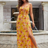 Floral Side Split Spaghetti Strap Maxi Dress - LXM Fashion 