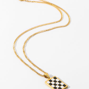 Checkerboard Style Pendant Necklace - LXM Fashion 