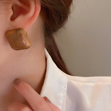 Marbled Square Stud Earrings - LXM Fashion 