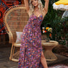Floral Side Slit Spaghetti Strap Maxi Dress - LXM Fashion 