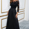 Spliced Lace Side Slit Boat Neck Maxi Dress - LXM Fashion 