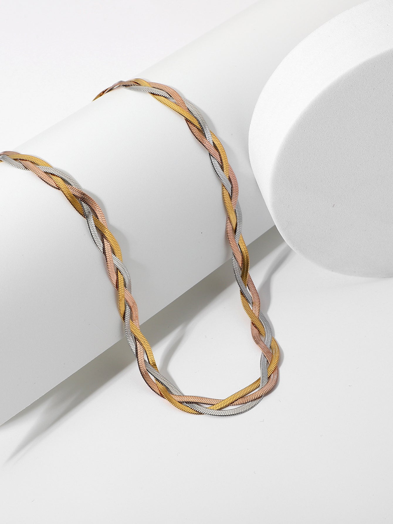 Tricolor Braided Snake Chain Necklace - LXM Fashion 