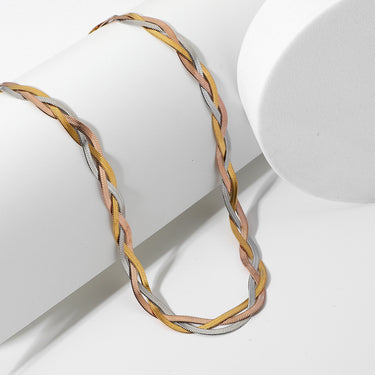 Tricolor Braided Snake Chain Necklace - LXM Fashion 