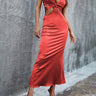 Glamaker Ruched Cutout Spaghetti Strap Maxi Sheath Dress - LXM Fashion 
