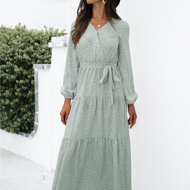 Floral Puff Sleeve Maxi Dress - LXM Fashion 