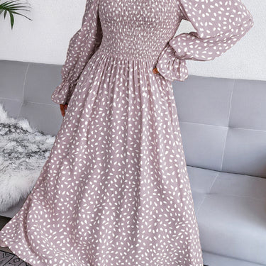 Floral Smocked Flared Sleeve Maxi Dress - LXM Fashion 