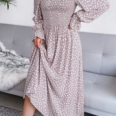 Floral Smocked Flared Sleeve Maxi Dress - LXM Fashion 