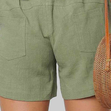 Fashion Collection Solid Drawstrings High Waist Shorts - LXM Fashion 