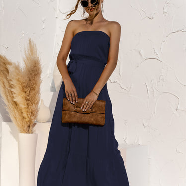 Strapless Tie Waist Maxi Dress - LXM Fashion 
