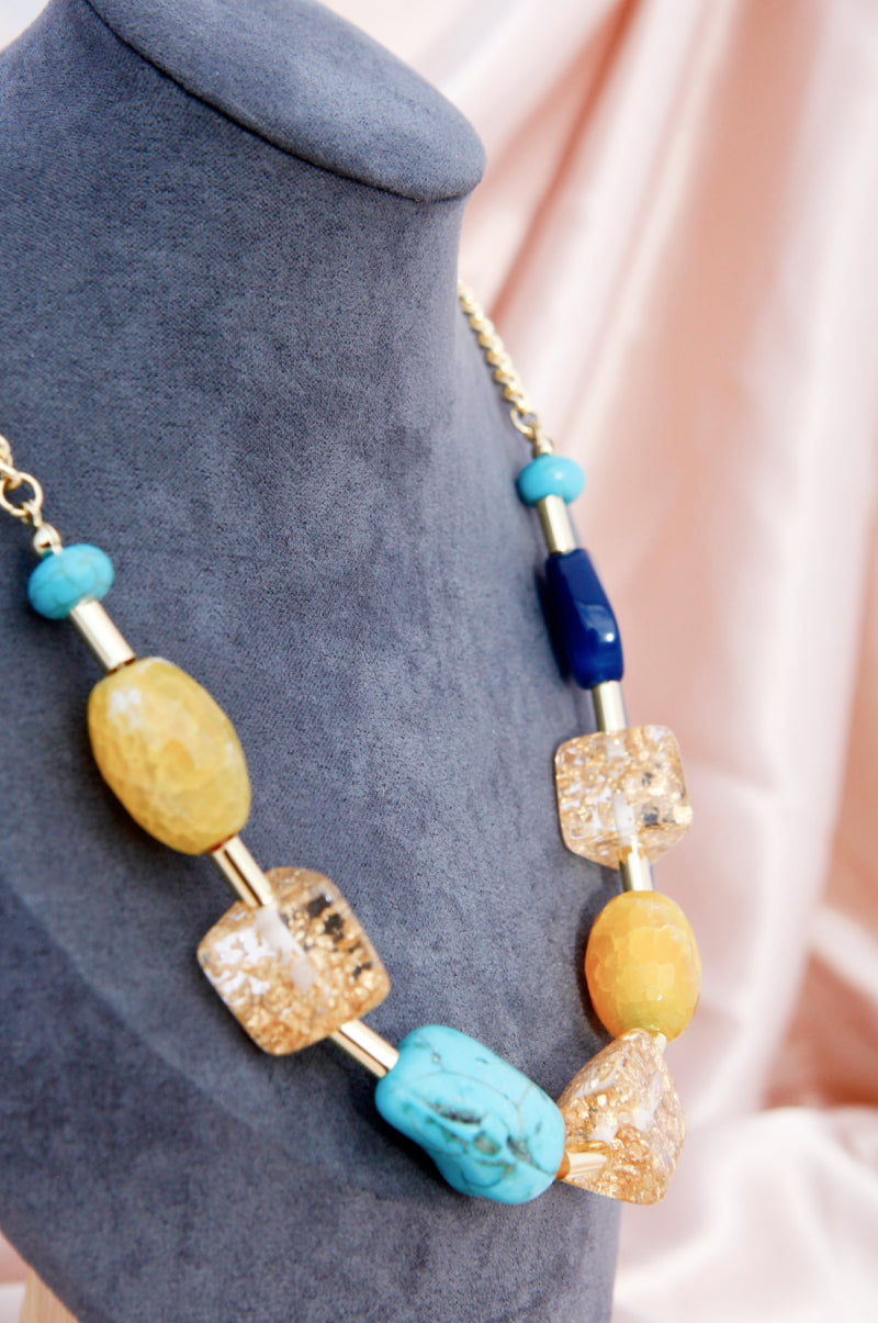 Contrasting Stones Necklace - LXM Fashion 