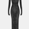 Leopard Burnout Velvet Strapless Maxi Dress with Gloves - LXM Fashion 