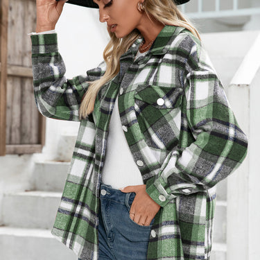 Plaid Flap Pockets Button Down Shirt - LXM Fashion 