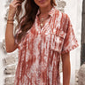 Printed Pocket Short Sleeve Blouse - LXM Fashion 
