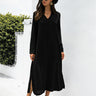 Button Down Ankle Length Shirt Dress - LXM Fashion 