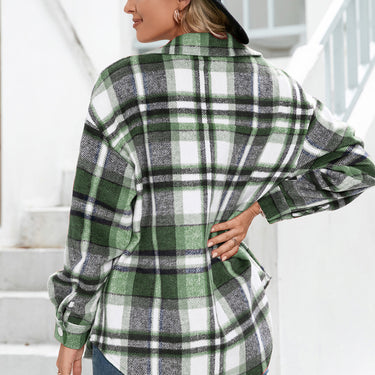 Plaid Flap Pockets Button Down Shirt - LXM Fashion 