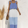 Fashion Collection Color Block Adjustable Straps Ruffle Dress - LXM Fashion 