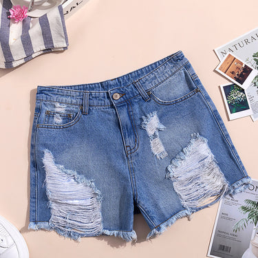 Fashion Collection High Rise Distressed Denim Shorts - LXM Fashion 