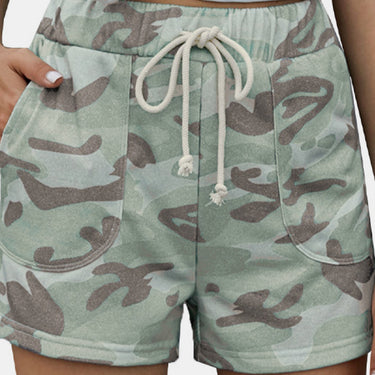Fashion Collection Camouflage High Rise Drawstrings Shorts - LXM Fashion 