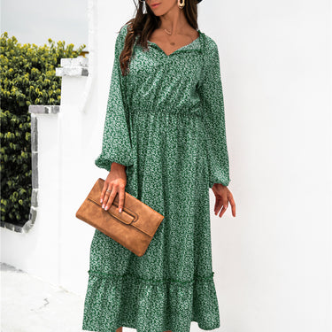 Ditsy Floral Ruffle Hem Dress - LXM Fashion 