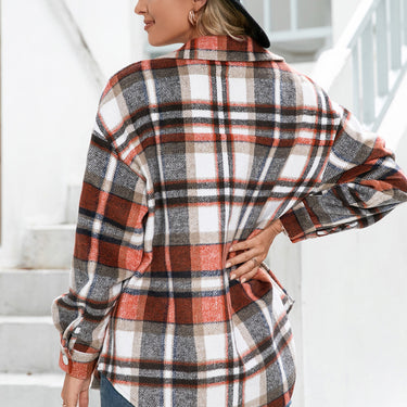 Plaid Flap Pockets Button Down Shirt - LXM Fashion 
