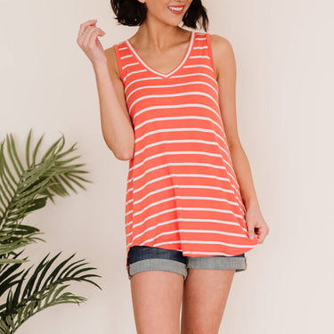 Zenana San Francisco Stroll Full Size Run Striped Tank - LXM Fashion 