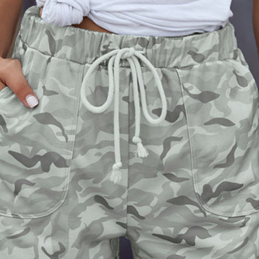 Fashion Collection Camouflage High Rise Drawstrings Shorts - LXM Fashion 