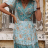 Printed Tied Ruffle Hem Surplice Neck Dress - LXM Fashion 
